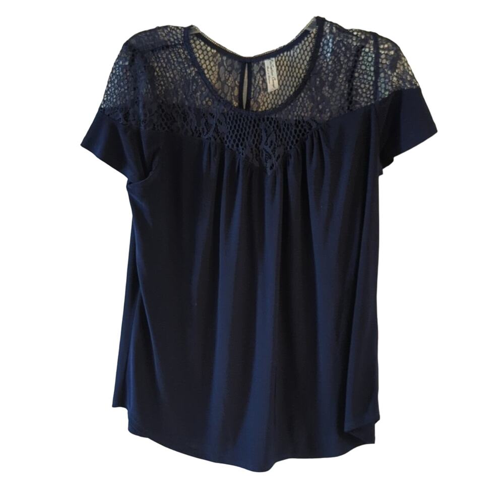 EUC PerSeption Concept Top, Navy Blue, Lace, L